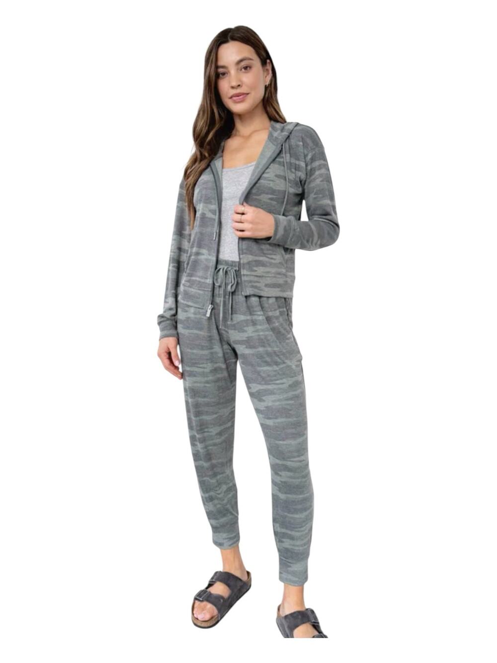 Splendid Supersoft Camo Hoodie & Jogger Set, Loungewear, Women's Large